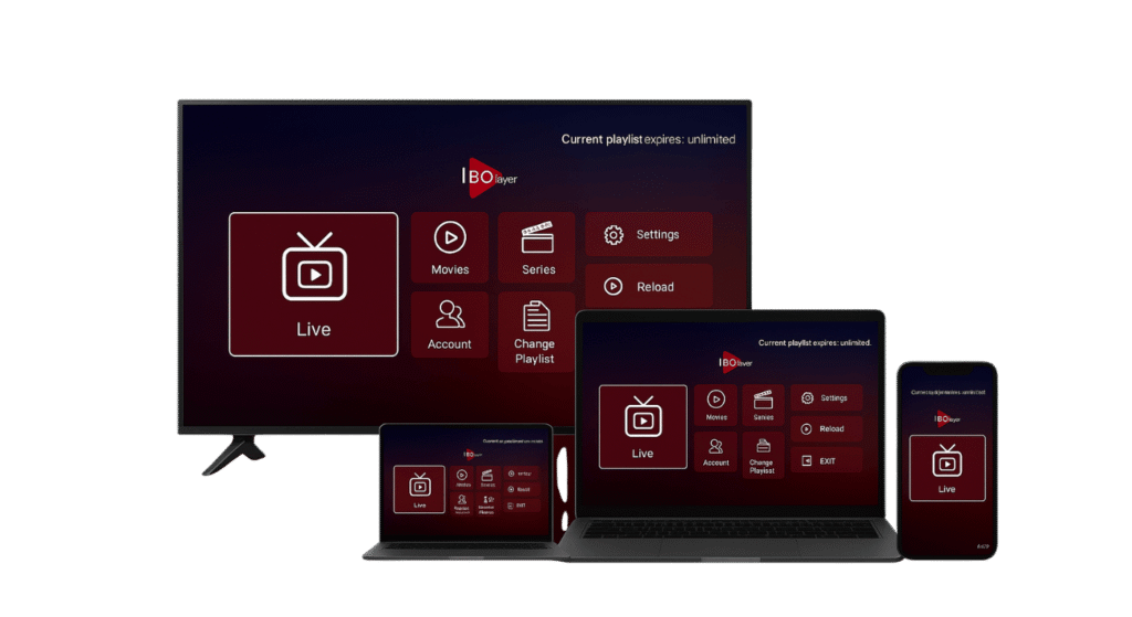 Interface de l’application IBO Player Pro sur Smart TV