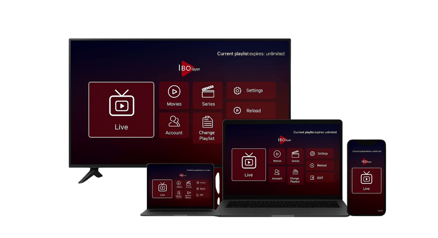 Interface de l’application IBO Player Pro sur Smart TV