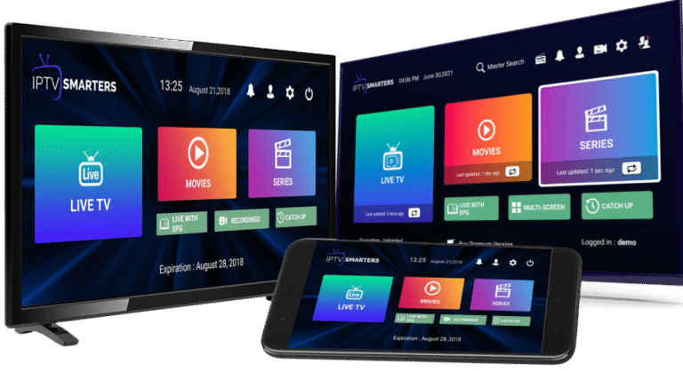 Interface IPTV Smarters Pro APK sur smartphone Android avec chaînes françaises
