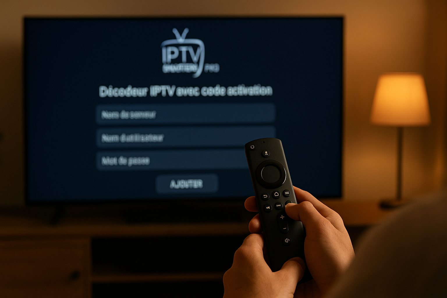 Décodeur iptv avec code en cours d'activation sur l'application IPTV Smarters Pro avec formulaire Xtream Codes visible